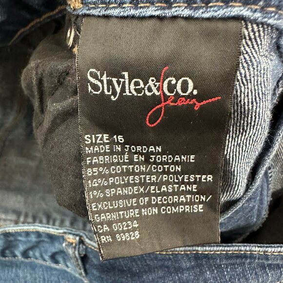 Style & Co Curvy Fit Ankle Straight Women's size 16 Dark Blue Denim Jeans - Picture 4 of 5